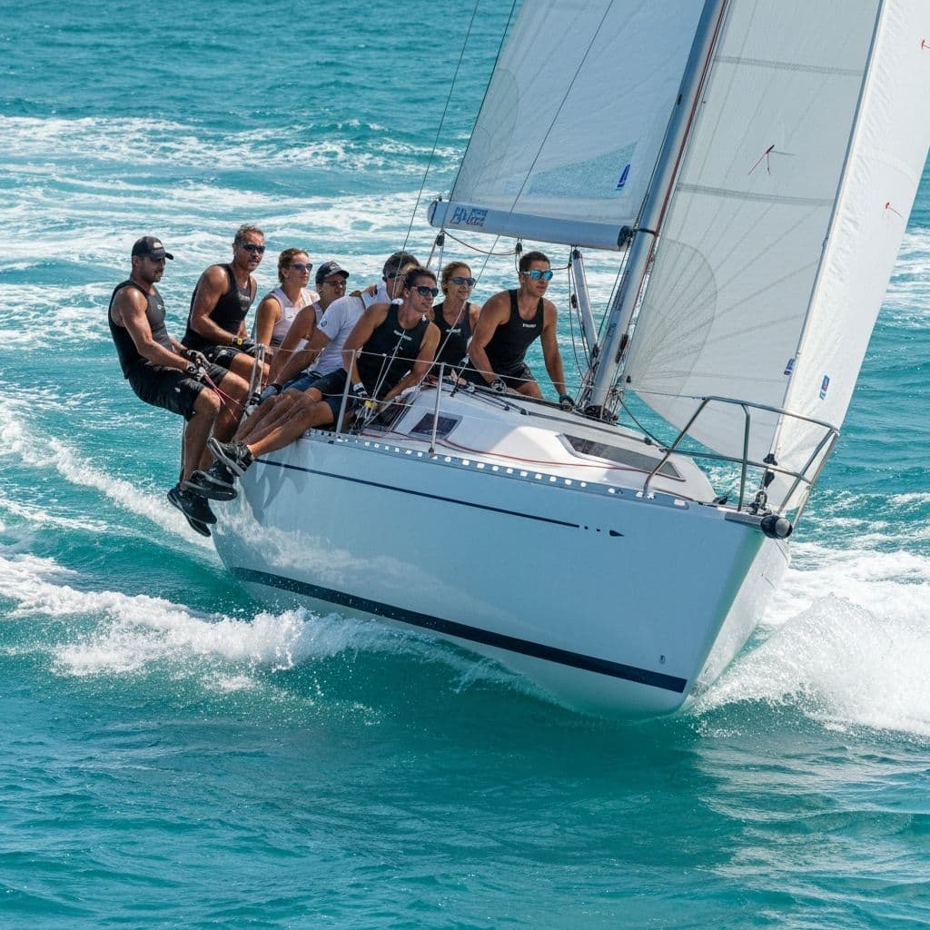 J/80 Racing Yacht cutting through the ocean
