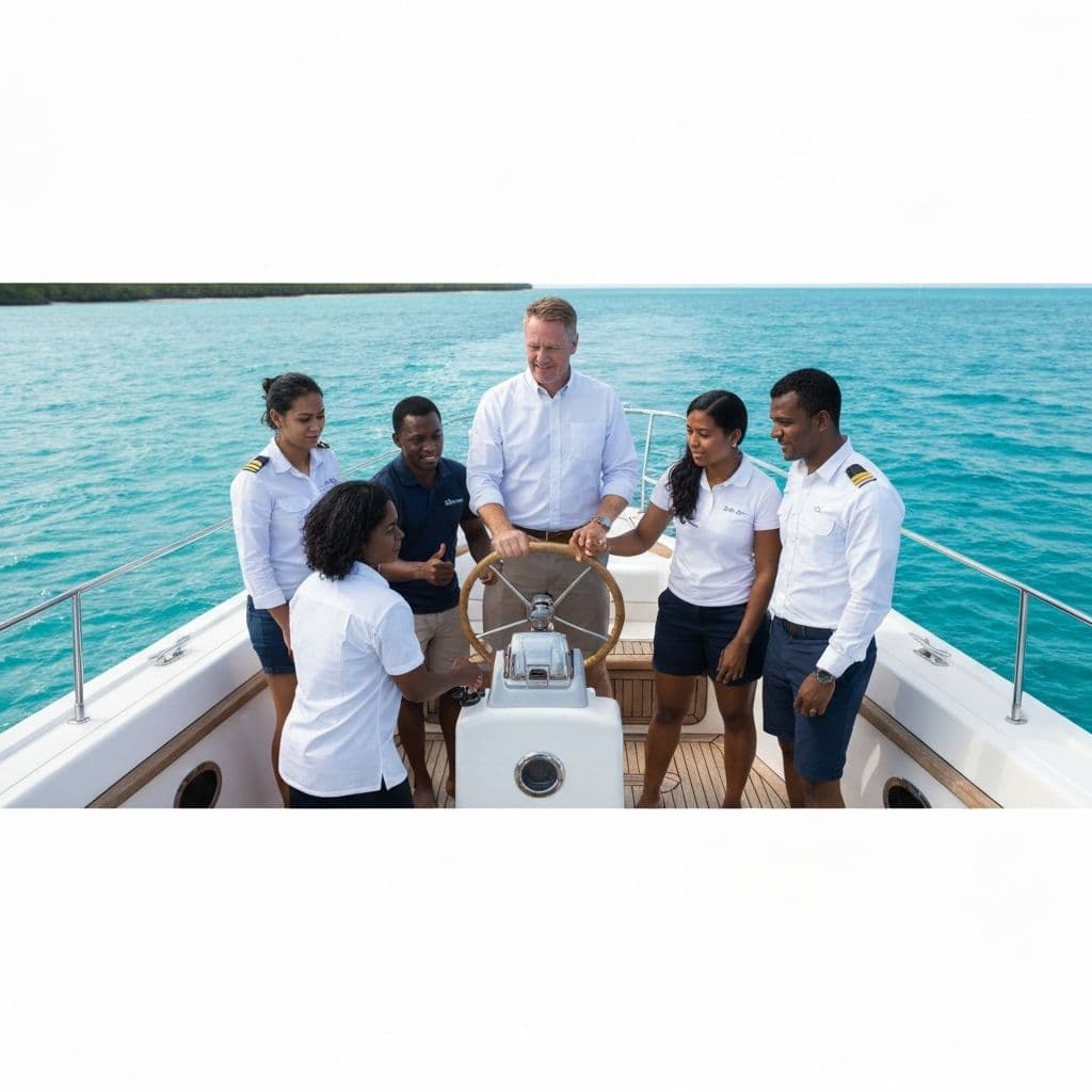 Photo: Team navigating together on deck